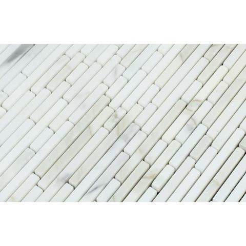 Close-up of Calacatta Gold Bamboo Sticks showing linear pattern and veining