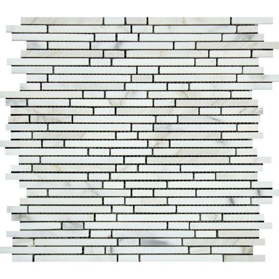 Flat view of Calacatta Gold Marble Bamboo Sticks Mosaic, 12x12 sheet