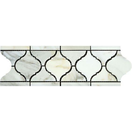 Flat view of Calacatta Gold Lantern Border 4x12 tile