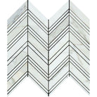 Flat view of Calacatta Gold Large Chevron mosaic tile in polished finish