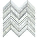 Flat view of Calacatta Gold Large Chevron mosaic tile in polished finish
