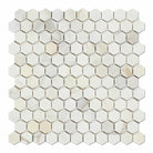 Flat view of Calacatta Gold 1" Hexagon Marble Mosaic, polished finish