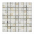 Close-up of Calacatta Gold 1x1 tile showing detailed veining and finish
