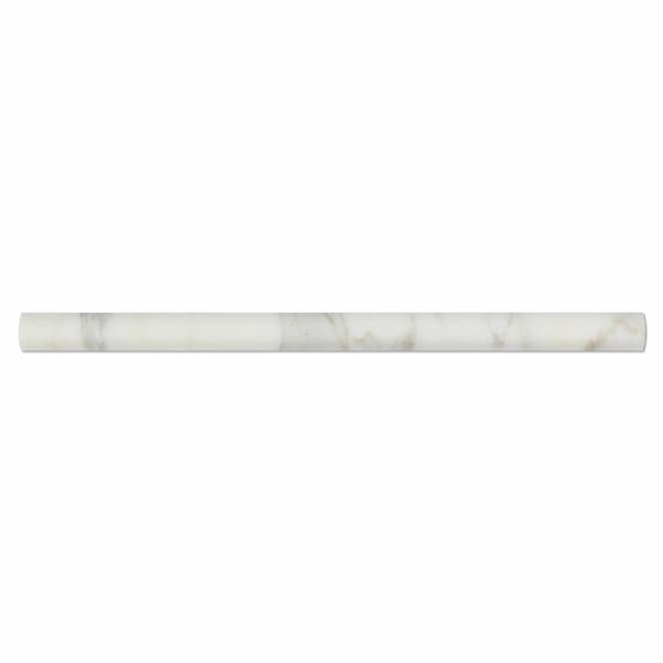 Flat view of Calacatta Gold bullnose marble molding with polished finish
