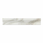 Flat view of Calacatta Gold marble crown molding with polished finish