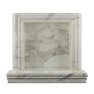 Flat view of Calacatta Gold marble shampoo niche with polished surface
