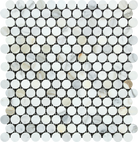 Flat view of Calacatta Gold Penny Round Mosaic Tile in 5/8" polished finish