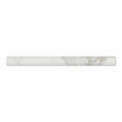 Close-up of 1x12 Calacatta Gold quarter round edge detail and veining
