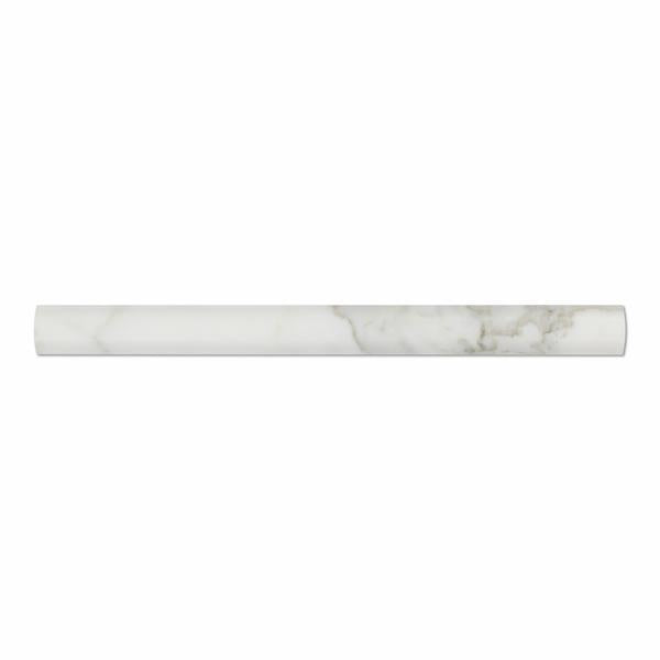 Close-up of 1x12 Calacatta Gold quarter round edge detail and veining
