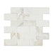 Flat view of Calacatta Gold 2"x4" Splitface Marble Mosaic on mesh sheet