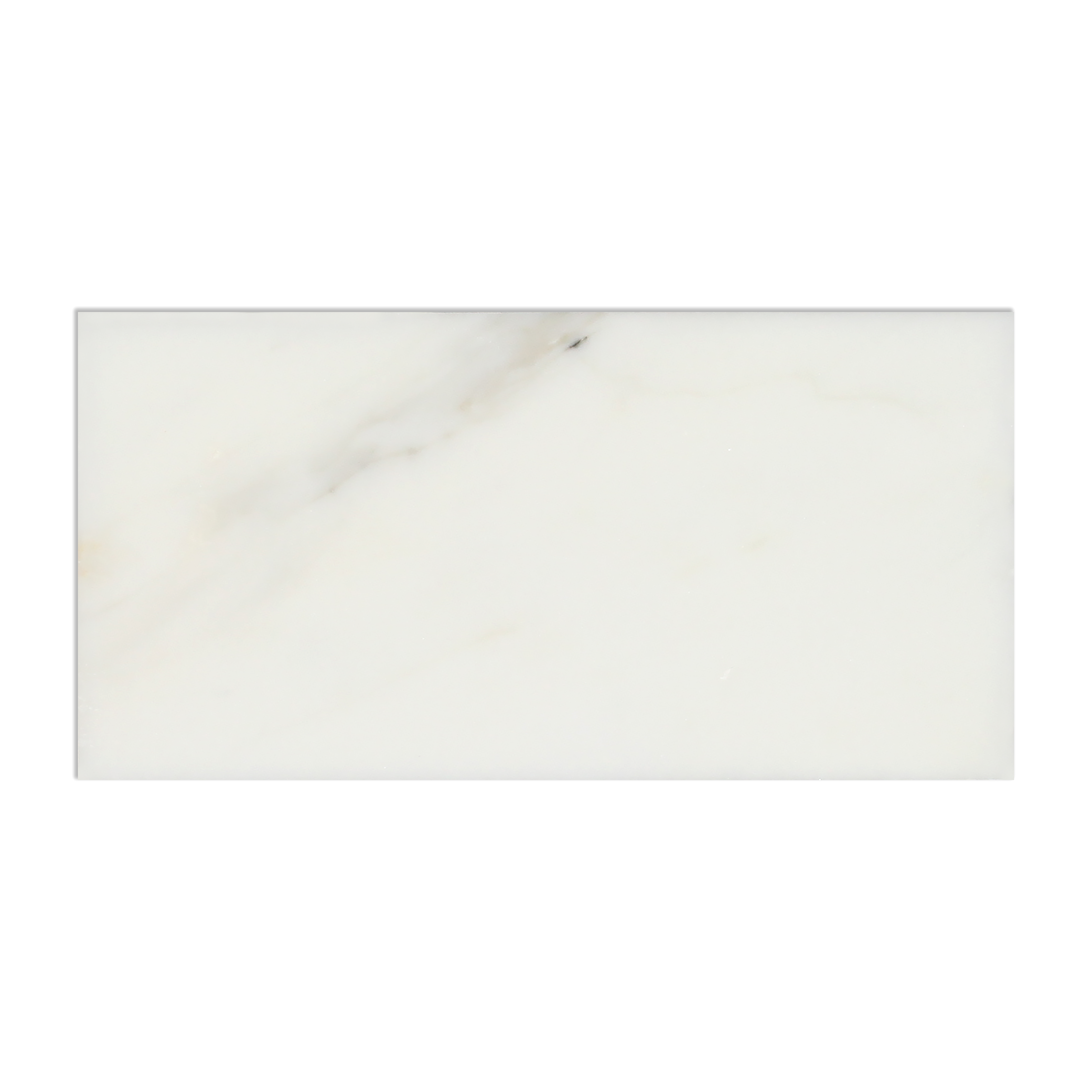 Close-up of Calacatta Gold 3x6 tile showing natural veining and polished surface