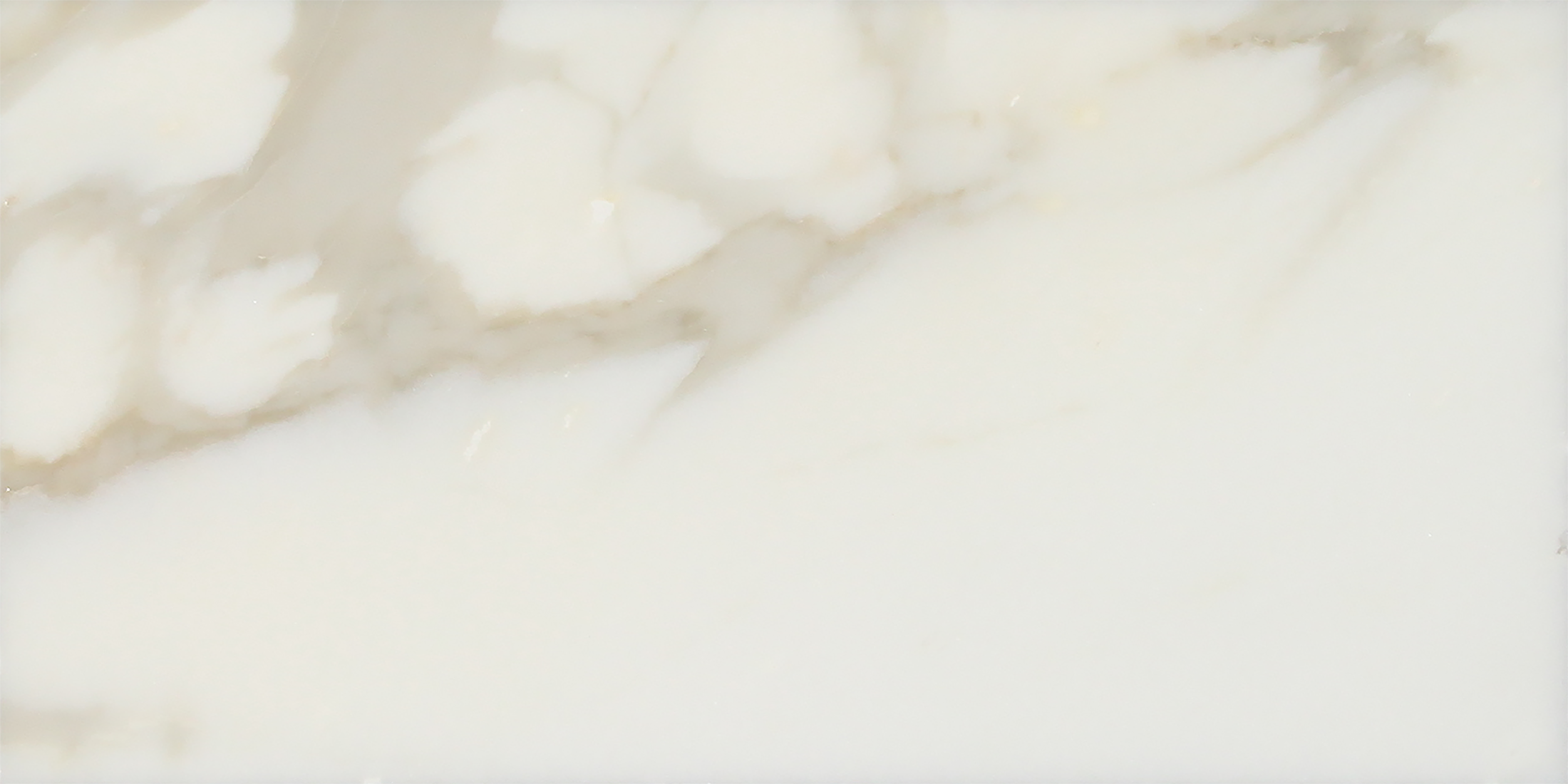 Close-up of Calacatta Gold 3x6 tile showing natural veining and polished surface