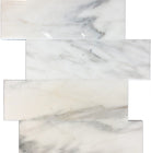 Flat view of Calacatta Gold Marble Subway Tile in 4x12 size, polished finish