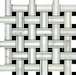 Flat view of Calacatta Gold Tripleweave Black Mosaic Tile in 12"x12" sheet with polished finish