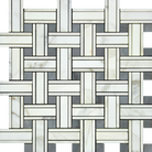 Flat view of Calacatta Gold Tripleweave Blue Mosaic Tile in 12"x12" sheet with polished finish