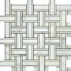 Flat view of Calacatta Gold Tripleweave Mosaic Tile in 12"x12" polished basketweave format