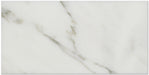 Close-up of Calacatta Marble 3x6 subway tile showing veining details