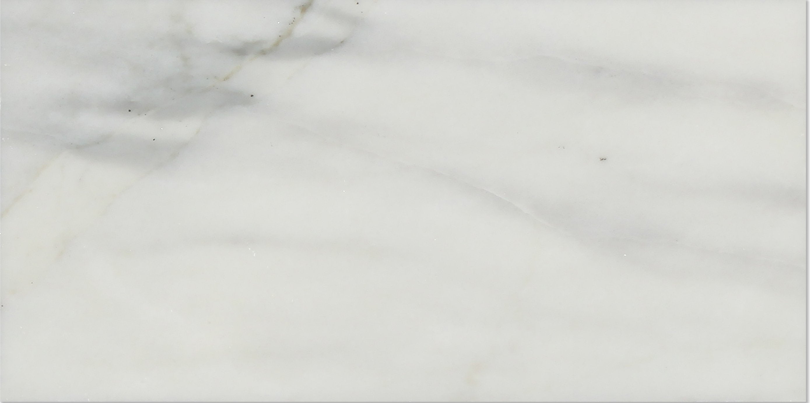 Close-up of Calacatta Marble 3x6 subway tile showing veining details