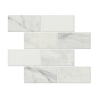 Flat view of Calacatta Marble 3x6 subway tile in polished finish