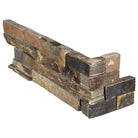 Flat lay of California Gold stacked stone corner with warm rustic slate tones