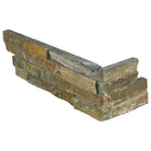 Canyon Creek quartzite stacked stone corners flat lay with warm gold and gray tones