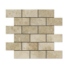 Flat view of Cappuccino 2x4 marble mosaic tile, polished finish, 12x12 sheet
