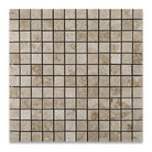 Flat view of Cappuccino 1x1 marble mosaic tile in polished finish, 12x12 sheet
