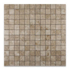 Close-up of polished Cappuccino marble mosaic tile showing texture and color variation