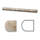 Flat view of Cappuccino Marble bullnose molding in polished finish, 3/4"x12"