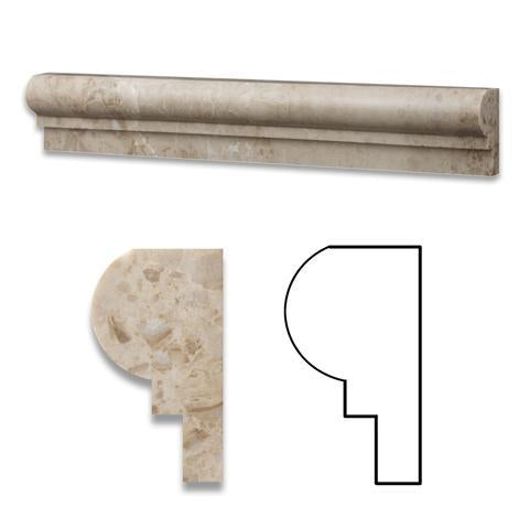 Flat view of Cappuccino Marble chair rail molding in polished finish, 2x12