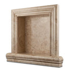 Close-up of Cappuccino Marble niche surface with brown-beige veining