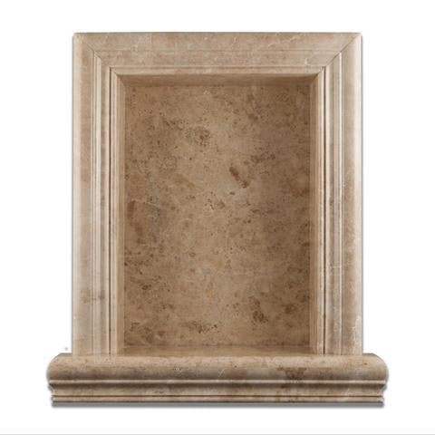 Flat view of Cappuccino Marble shampoo niche grande in polished finish