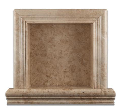 Flat view of Cappuccino Marble shampoo niche in polished finish