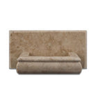 Flat view of polished Cappuccino Marble soap dish showing veining