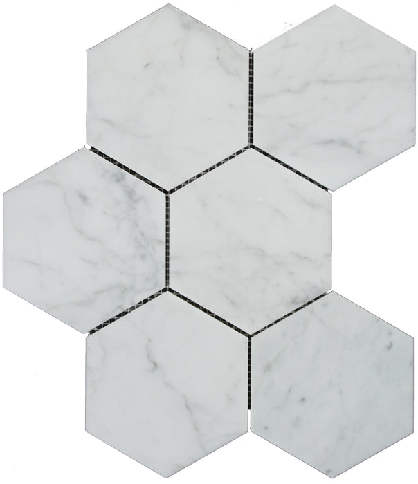 Carrara White Marble 5" Inch Hexagon