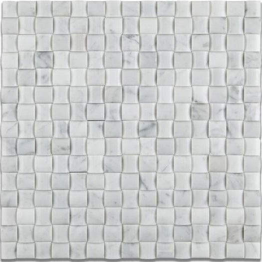 Carrara White 3D Small Bread Marble Mosaic