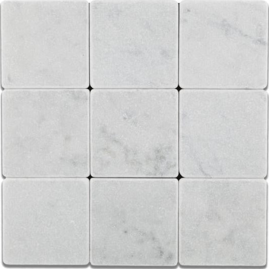 Carrara White Marble 4x4 Tumbled Tile for Shower Pan
