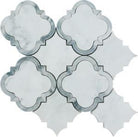 Flat view of Carrara White & Bardiglio Genoa Waterjet Mosaic showing polished white and gray marble pattern