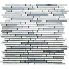 Carrara marble and blue glass bamboo stick mosaic tile sheet – top view