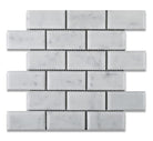 Carrara White 2x4 Beveled Brick Mosaic Tile