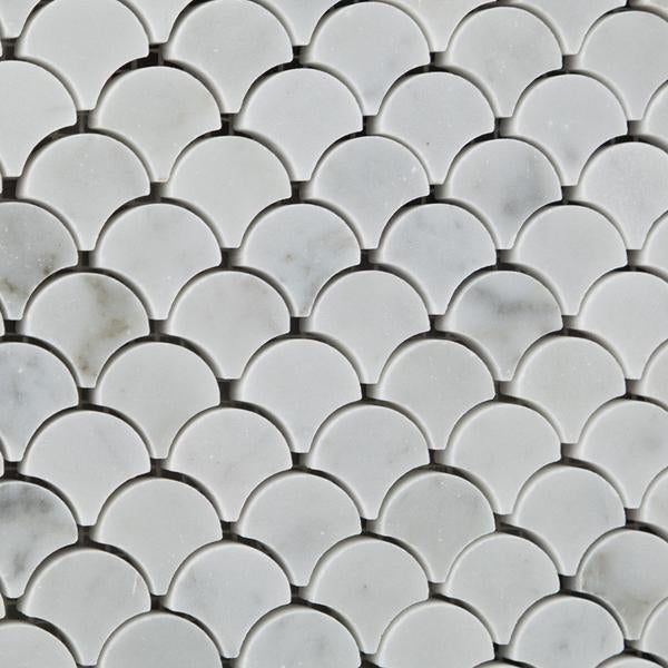 Carrara marble fish scale mosaic tile