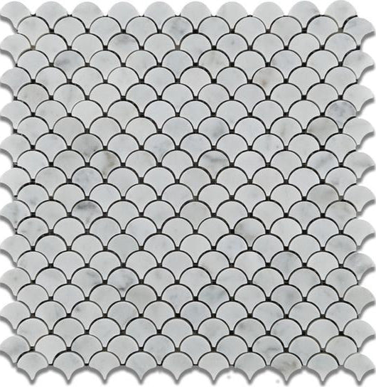 Carrara White Fish Scale Marble Mosaic