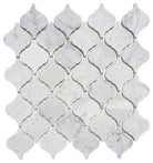 Carrara white marble Arabesque mosaic tile sheet in 2-inch lantern pattern