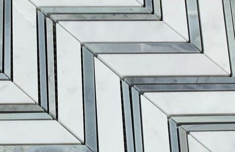 Large chevron marble tile sheet for backsplash or wall