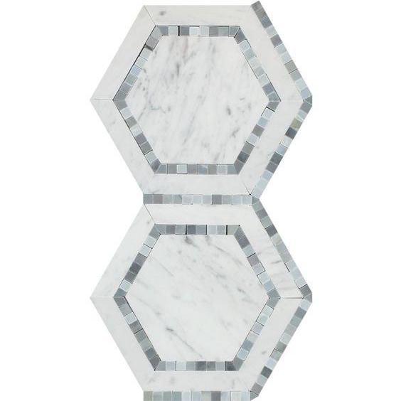 Carrara White Marble 5 Inch Hexagon Azzurri Mosaic