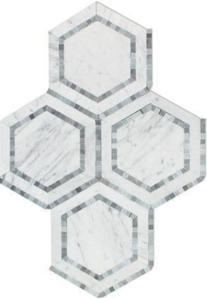 Carrara White Marble 5 Inch Hexagon Azzurri Mosaic