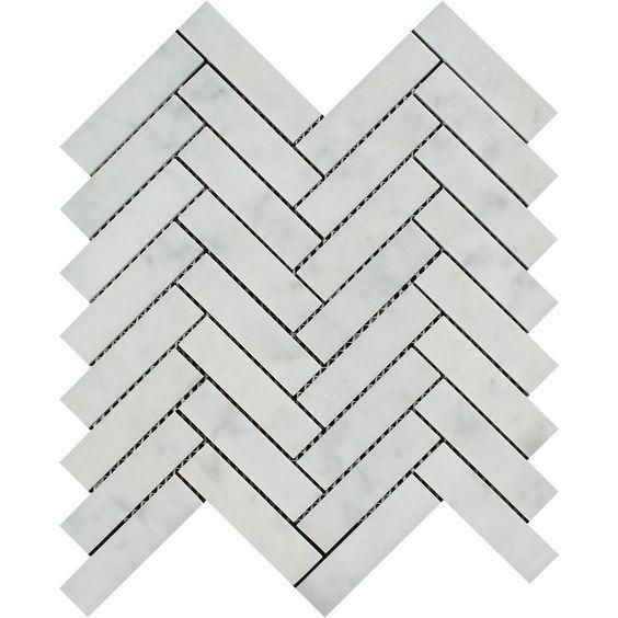 Carrara White Herringbone Marble Mosaic 1x4