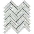 Carrara White Marble Herringbone Mosaic Tile