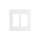 Flat lay of Carrara marble double rocker switch plate with gray veining