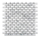 Carrara white marble mini brick mosaic tile 5/8x1 inch on 12x12 mesh